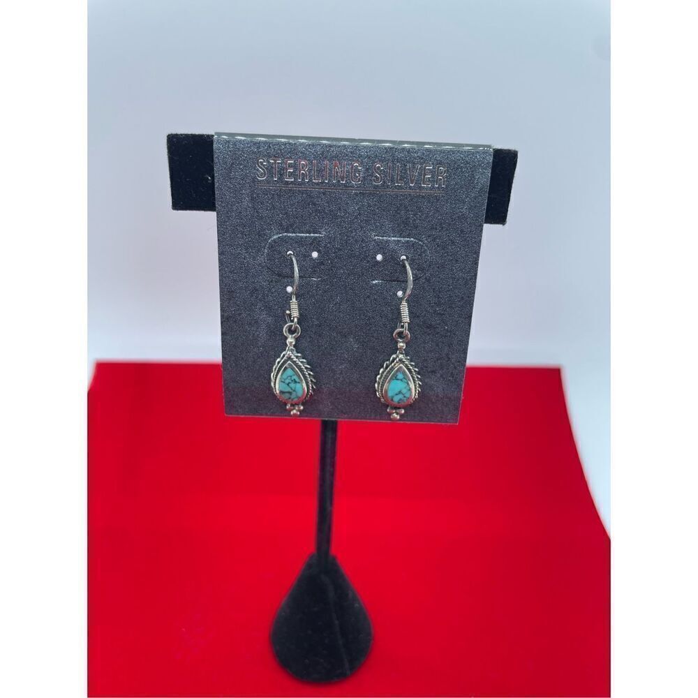 New Marsala Sterling Silver Dyed Turquoise Blue Howlite Drop Hook Earrings Gift